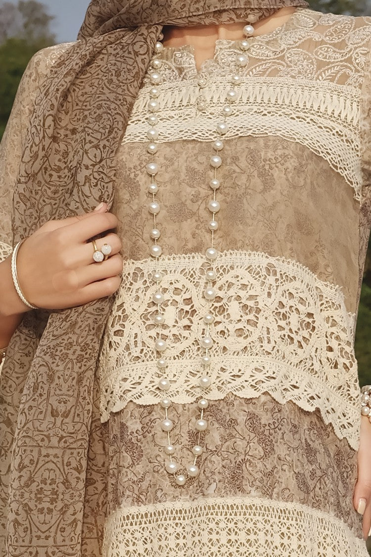 Beige Lawn 3 Piece Stitched - ALP-634