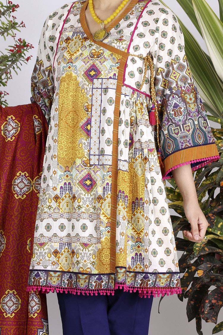 Yellow Lawn 3 Piece Stitched - ALP-711