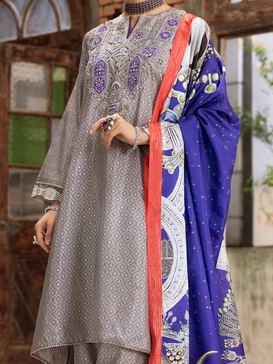 Grey Silk 3 Piece Stitched - ALP-3PS-426