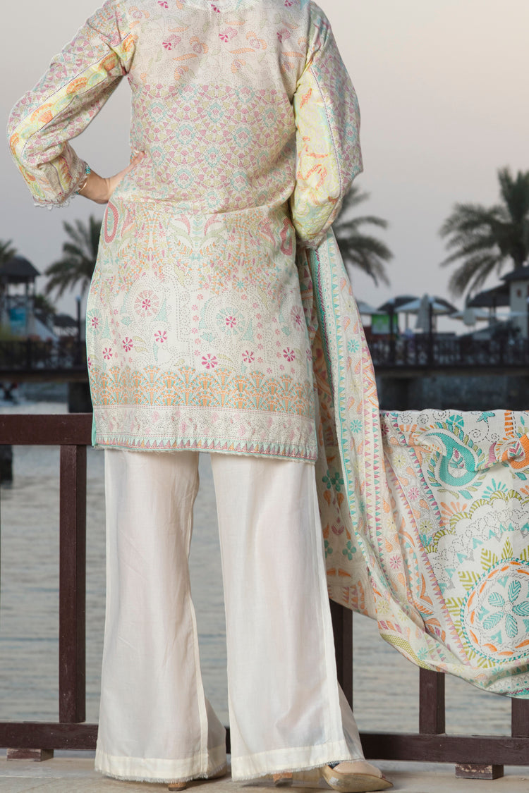 Natural Lawn 3 Piece Stitched - ALP-551