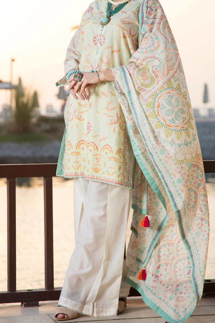 Natural Lawn 3 Piece Stitched - ALP-551