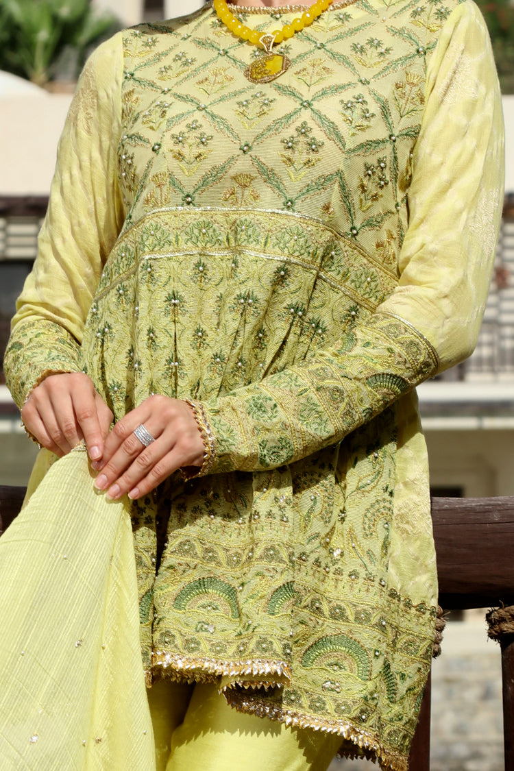 Green Cotton 3Pc Stitched - ALP-567