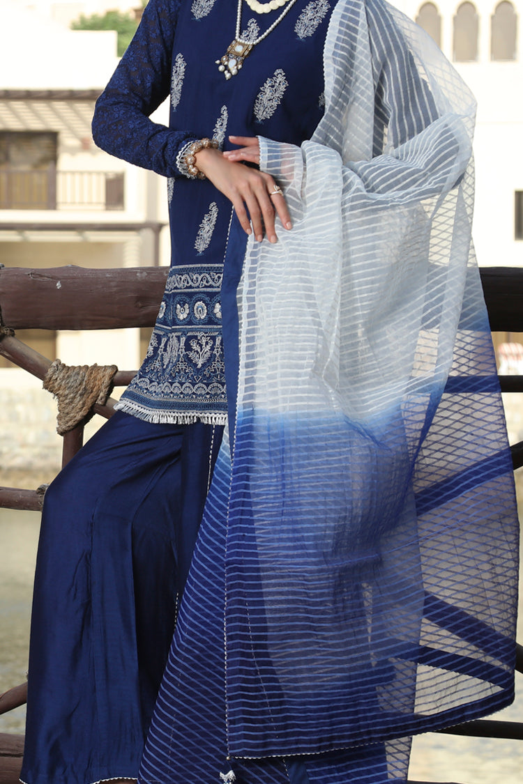Blue Cotton 3 Piece Stitched - ALP-603