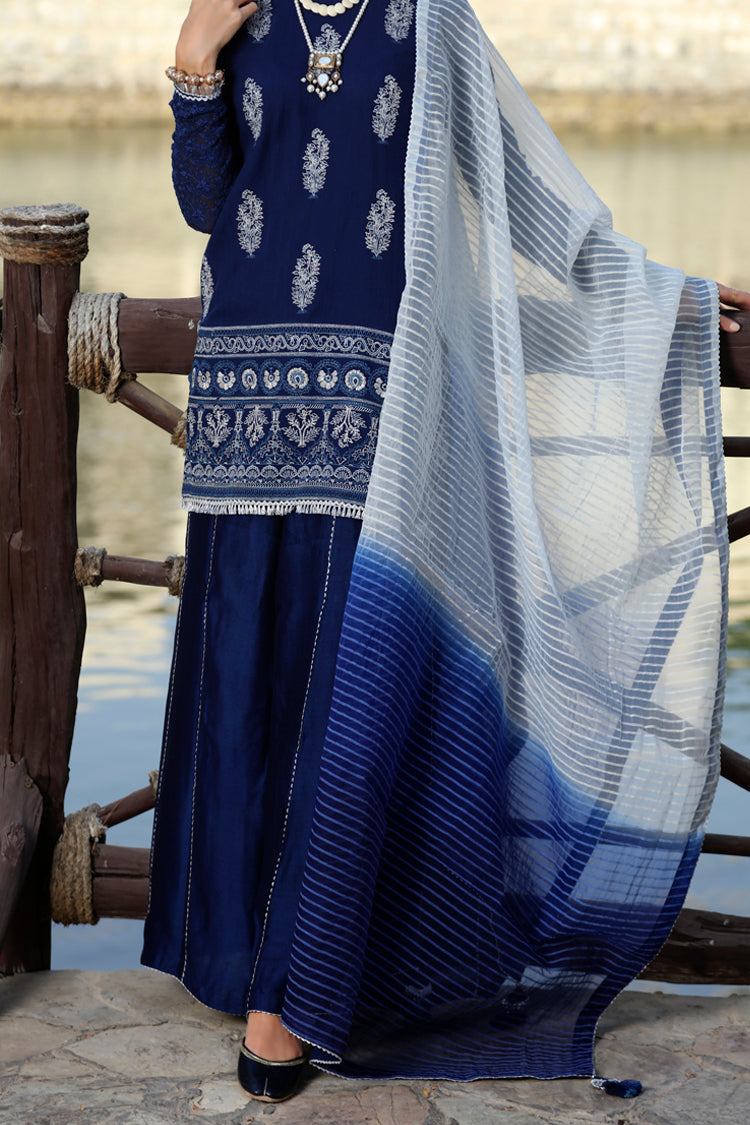 Blue Cotton 3 Piece Stitched - ALP-603