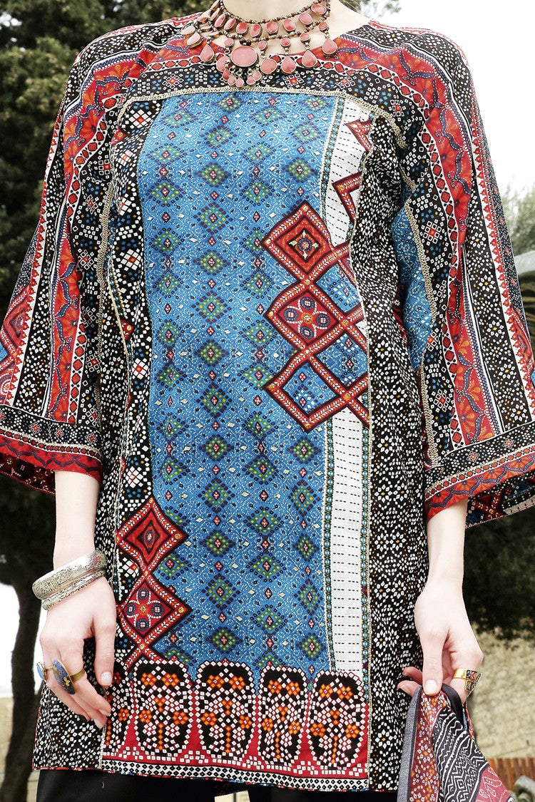 Blue Lawn 3Pc Stitched - ALP-674