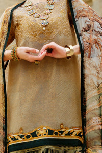 Gold Cotton Net 3Pc Stitched - ALP-677