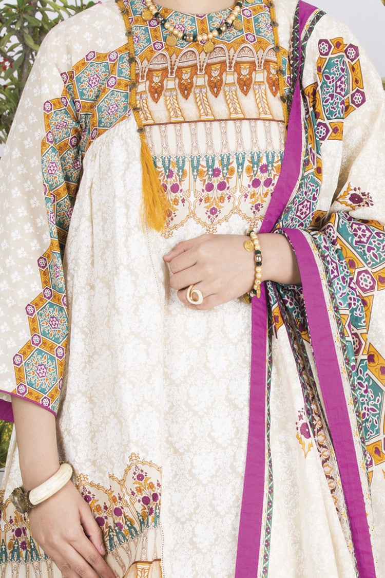White Lawn 3Pc Stitched - ALP-704