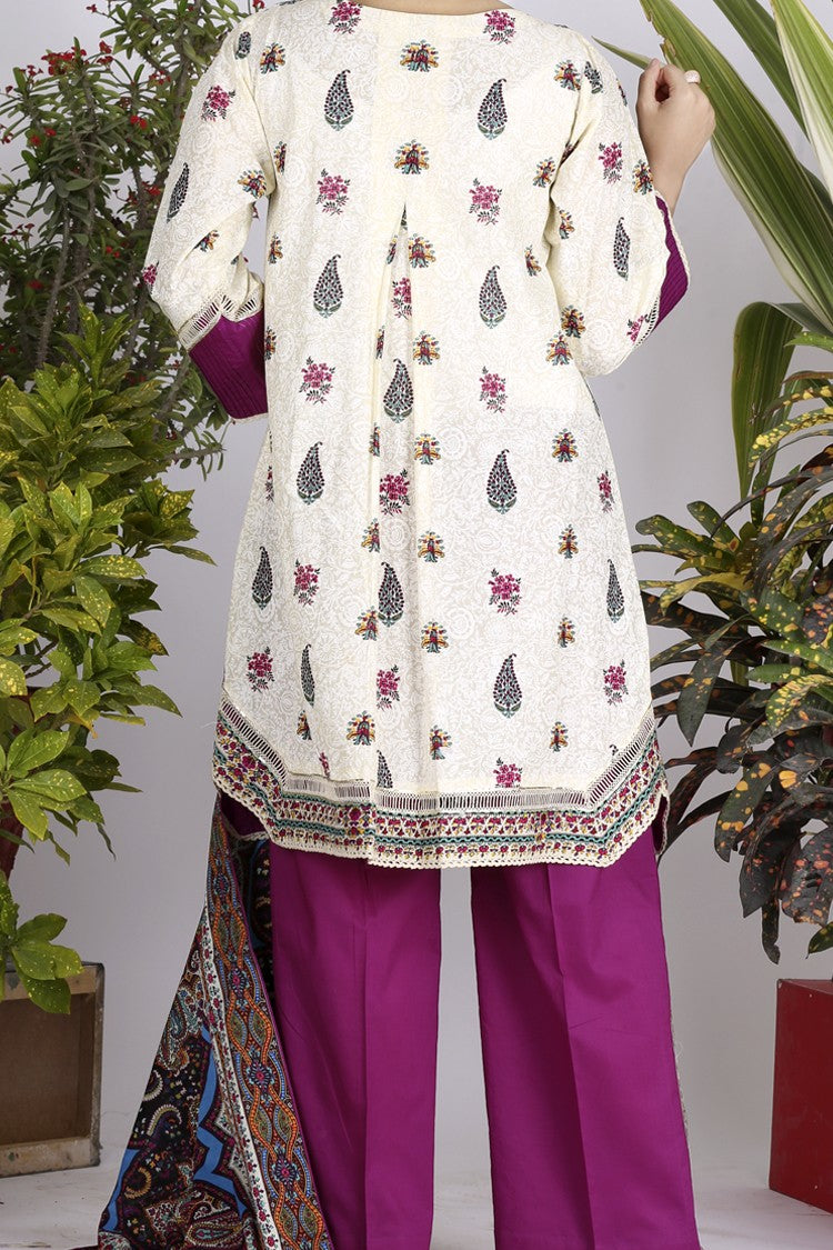 Off White Lawn 3Pc Stitched - ALP-712