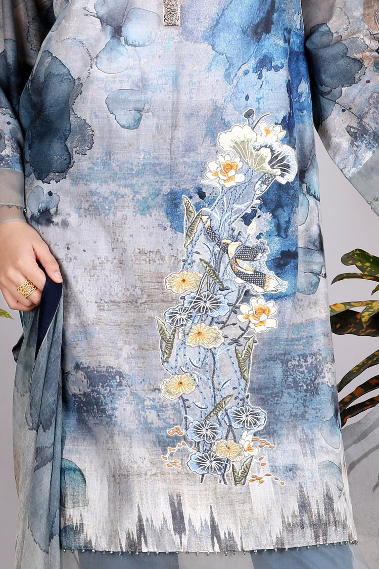 Blue Lawn 3 Piece Stitched - ALP-716