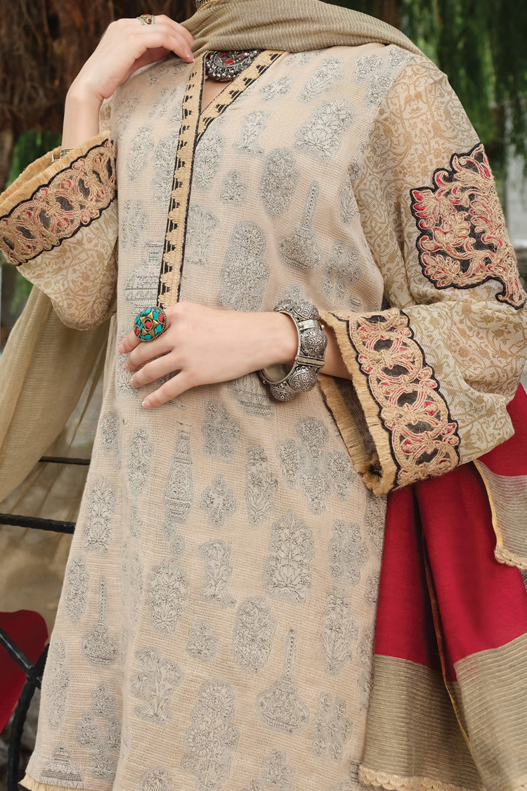 Beige Jacquard 3 Piece Stitched - ALP-730