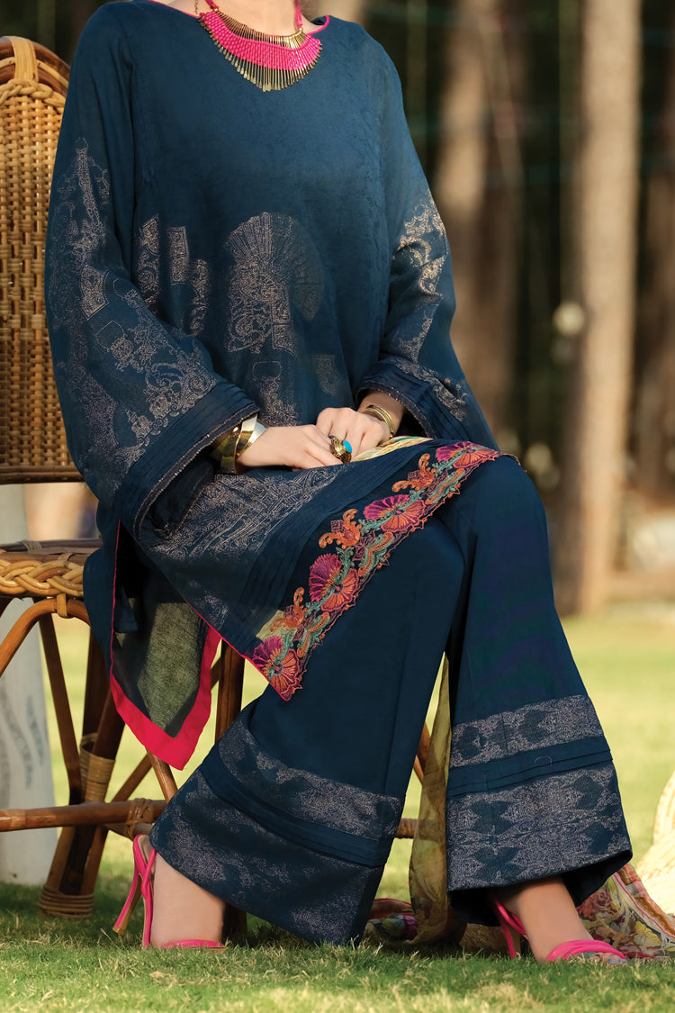 Prussian Blue Jacquard 3Pc Stitched - ALP-736