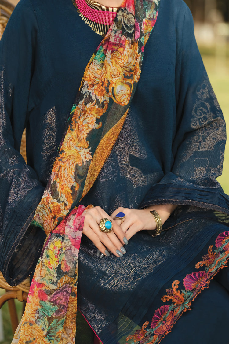 Prussian Blue Jacquard 3Pc Stitched - ALP-736