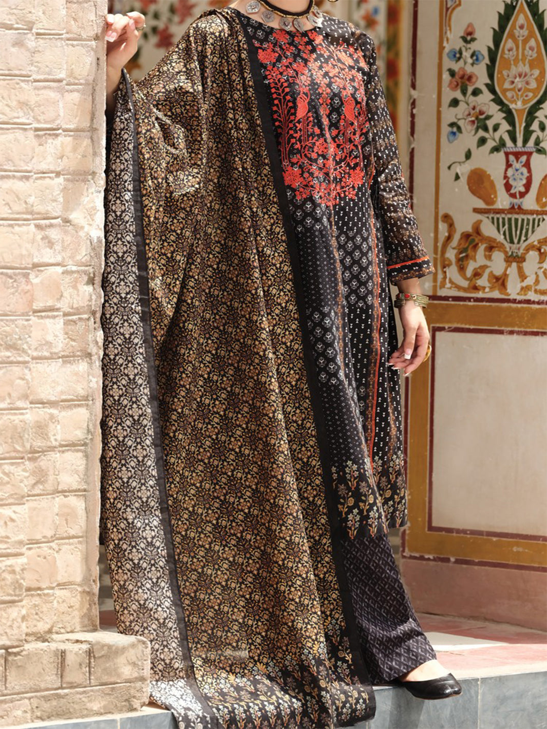 Black Lawn 3 Piece Stitched - ALP-748