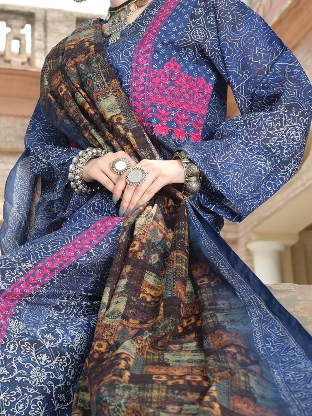 Navy Blue Lawn 3Pc Stitched - ALP-751