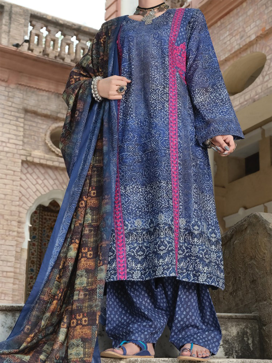 Navy Blue Lawn 3 Piece Unstitched - ALP-751