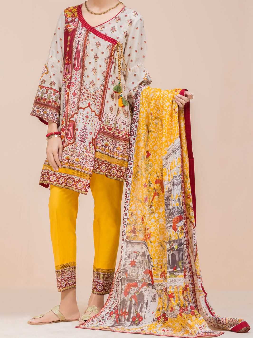 Beige Lawn 3Pc Stitched - ALP-3PS-780