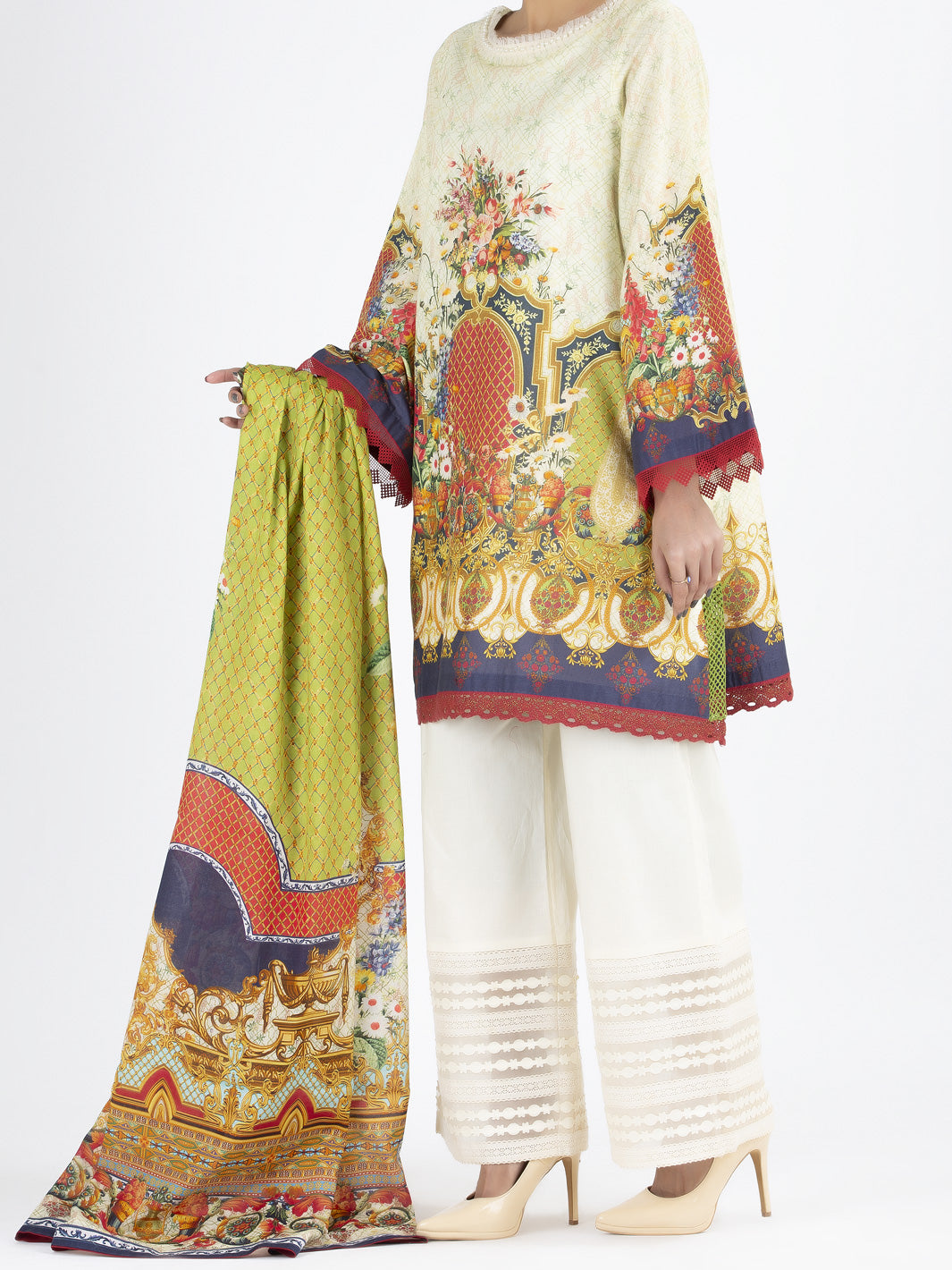 Off White Lawn 2Pc Unstitched - ALP-2PS-863