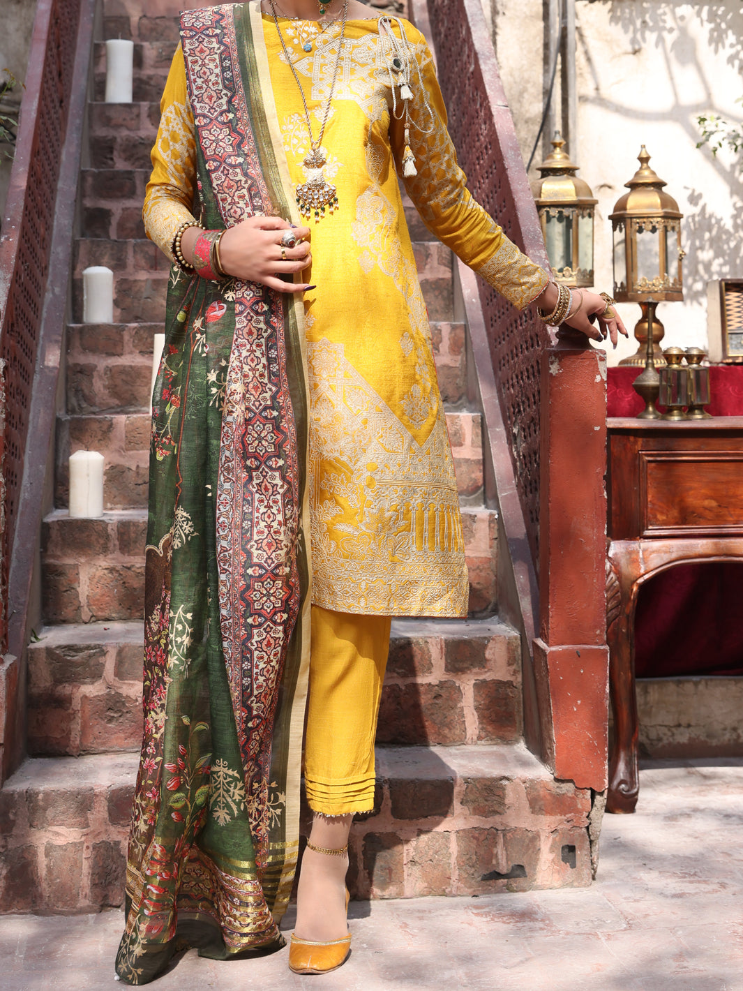 Mustard Viscose 3Pc Stitched - ALP-3PS-903
