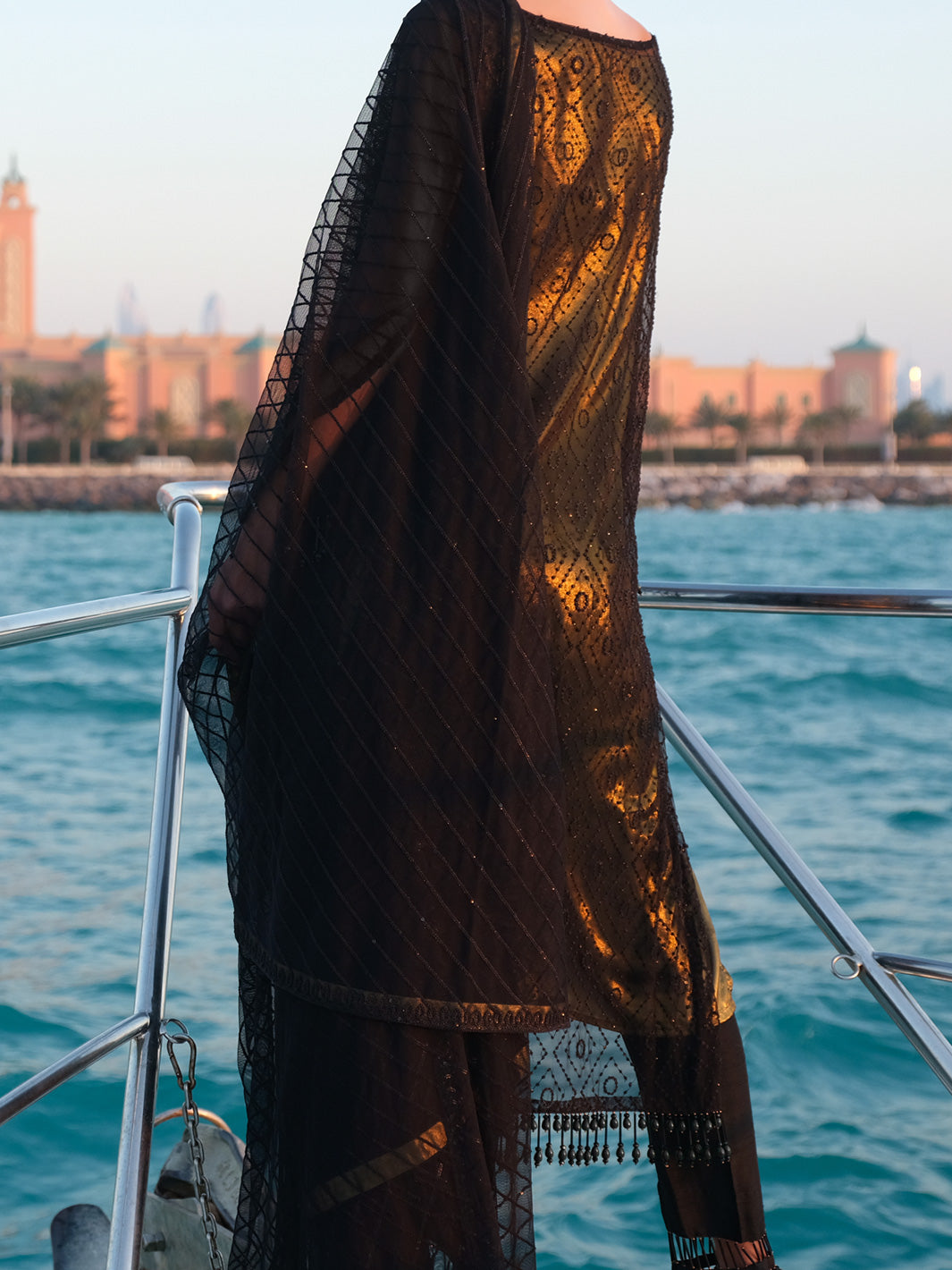 Black Net 3Pc Stitched - ALP-3PS-908