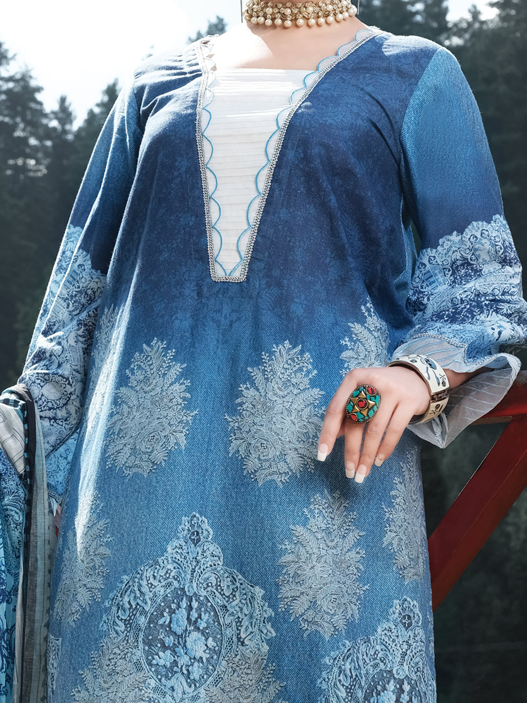 Blue Cambric 3Pc Stitched - ALP-3PS-971/S