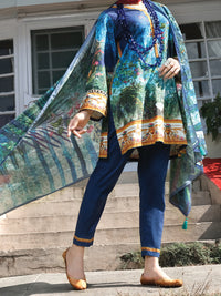 Blue Cambric 3Pc Unstitched - ALP-3PS-974