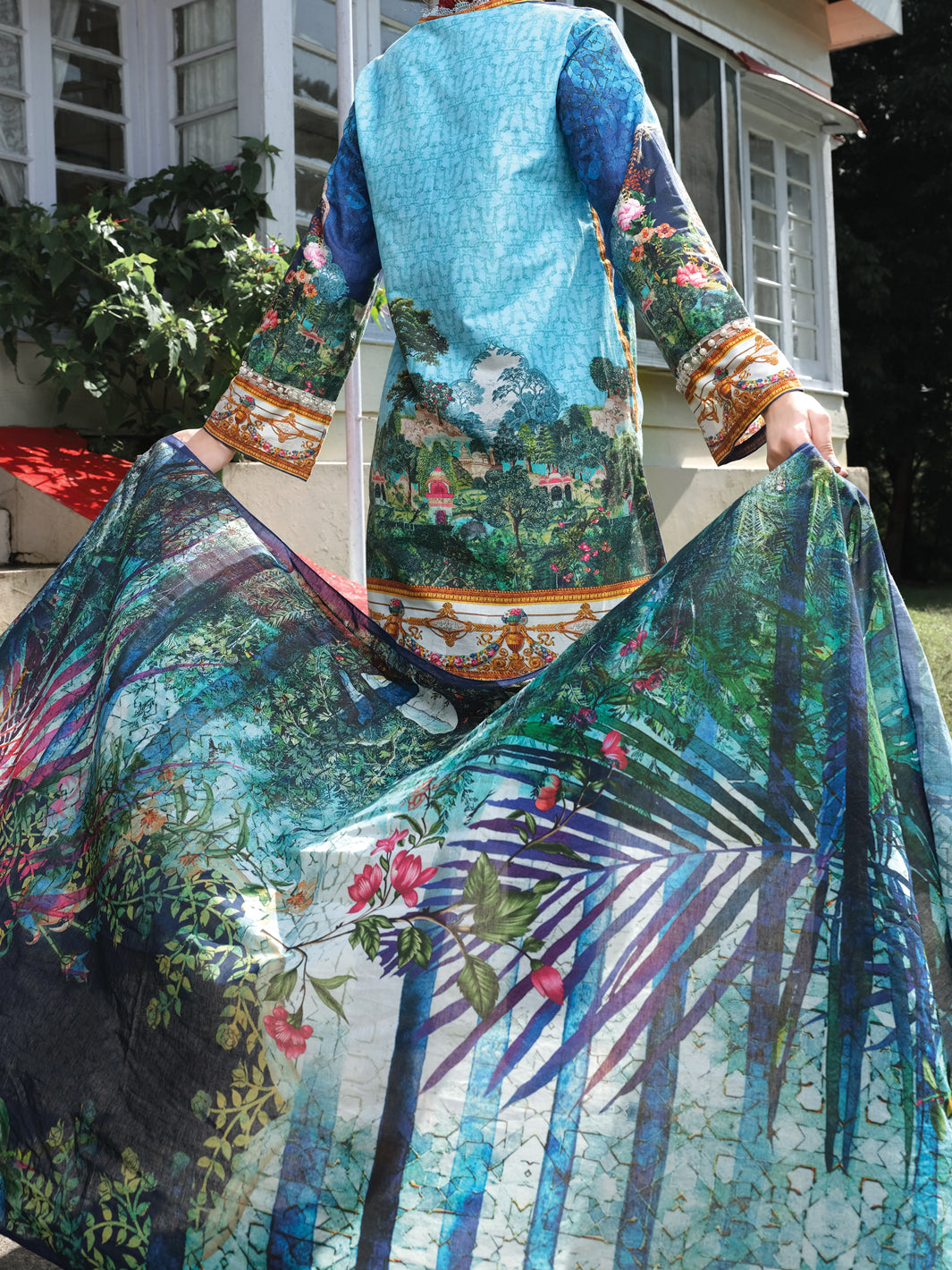 Blue Cambric 3Pc Stitched - ALP-3PS-974/S