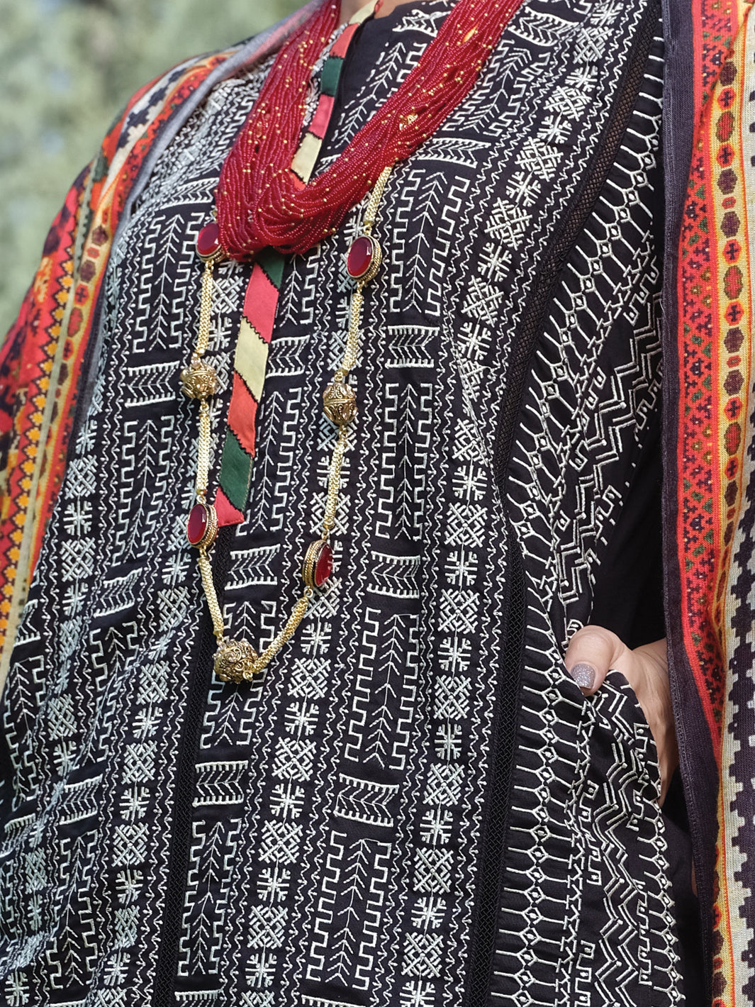 Black Cambric 3 Piece Stitched - ALP-3PS-976/S