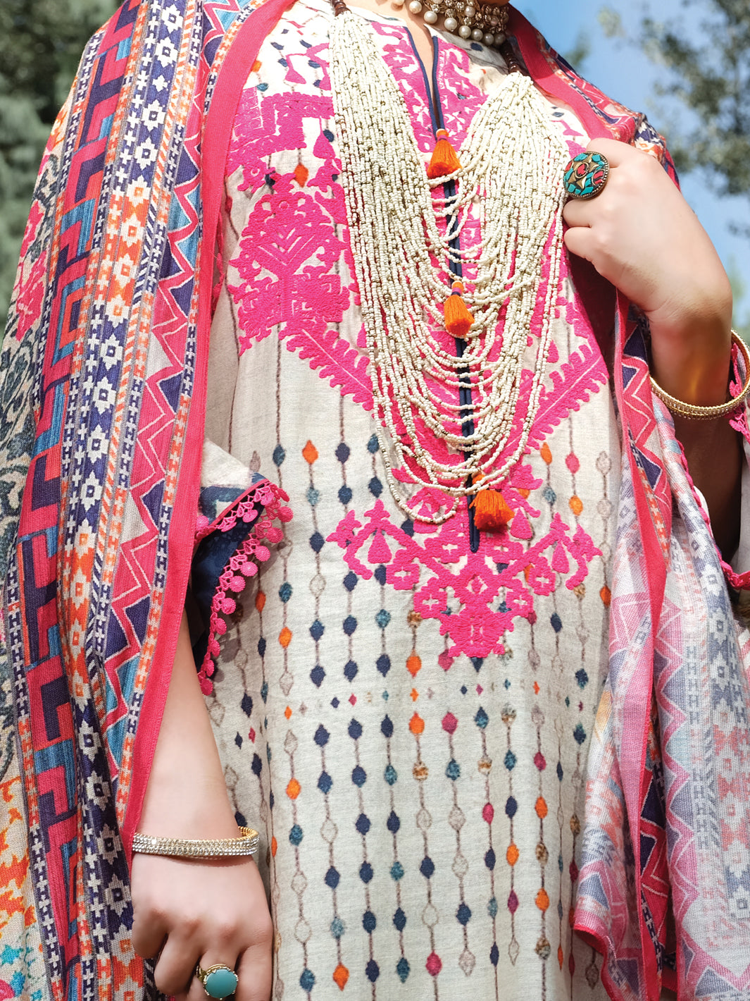 Beige Cambric 3Pc Stitched - ALP-3PS-977/S