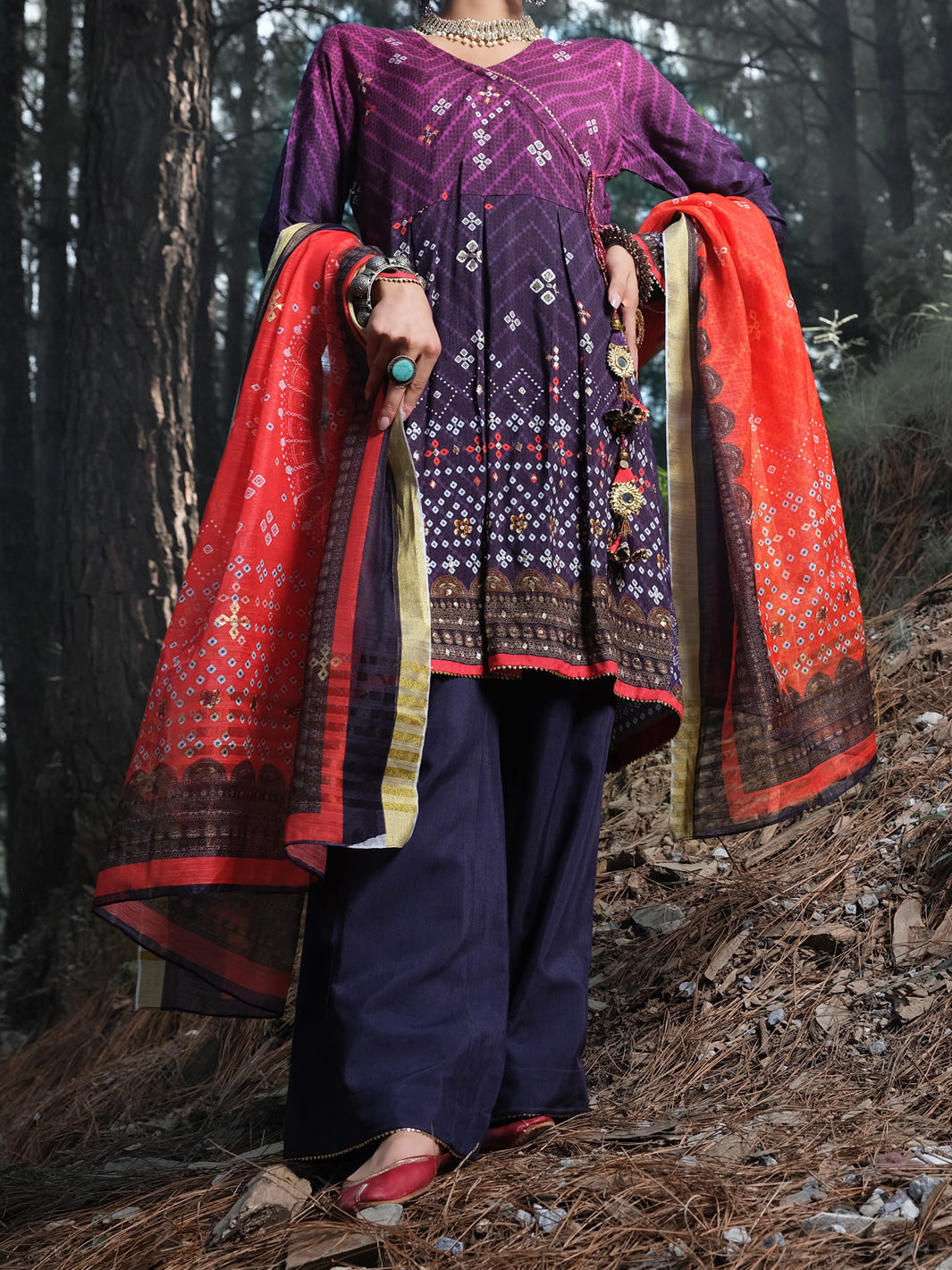 Purple Silk 3 Piece Stitched - ALP-3PS-988