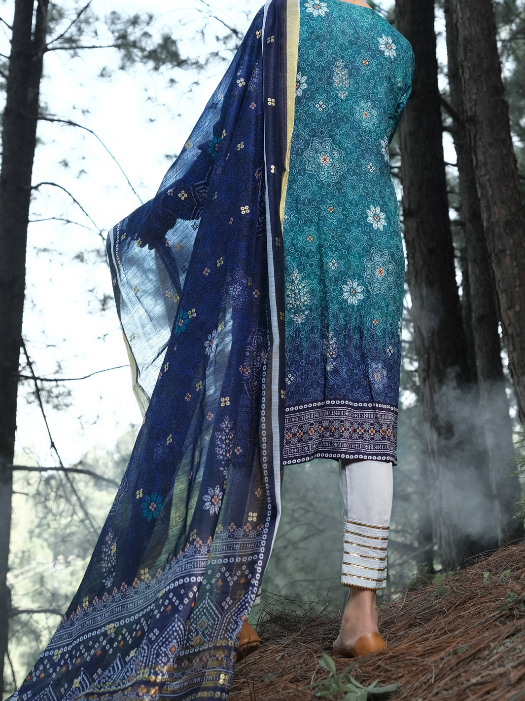Teal Silk 3 Piece Stitched - ALP-3PS-989