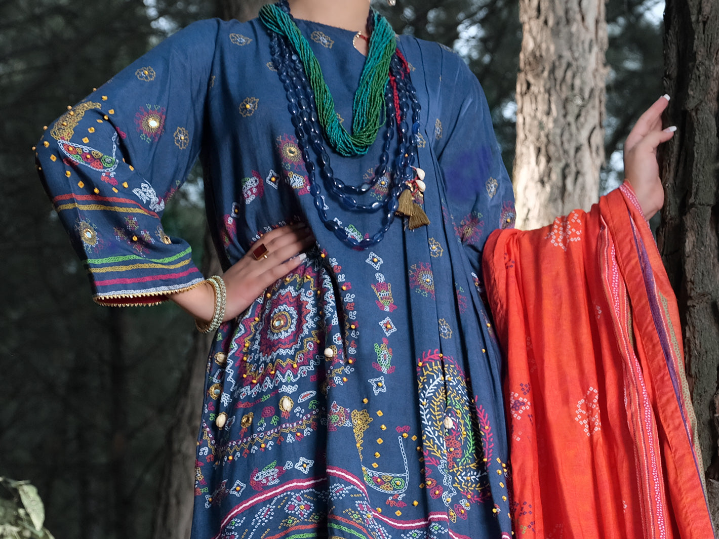 Blue Raw Silk 3Pc Stitched - ALP-3PS-991