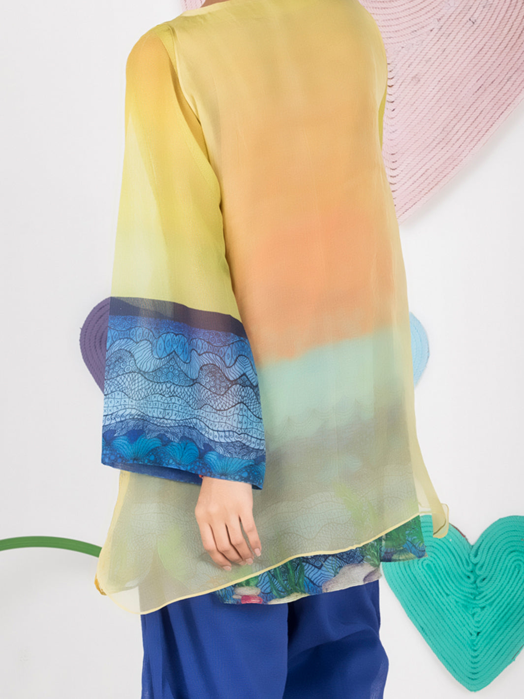 Yellow Cotton Net Tunic - ALP-GRK-1002