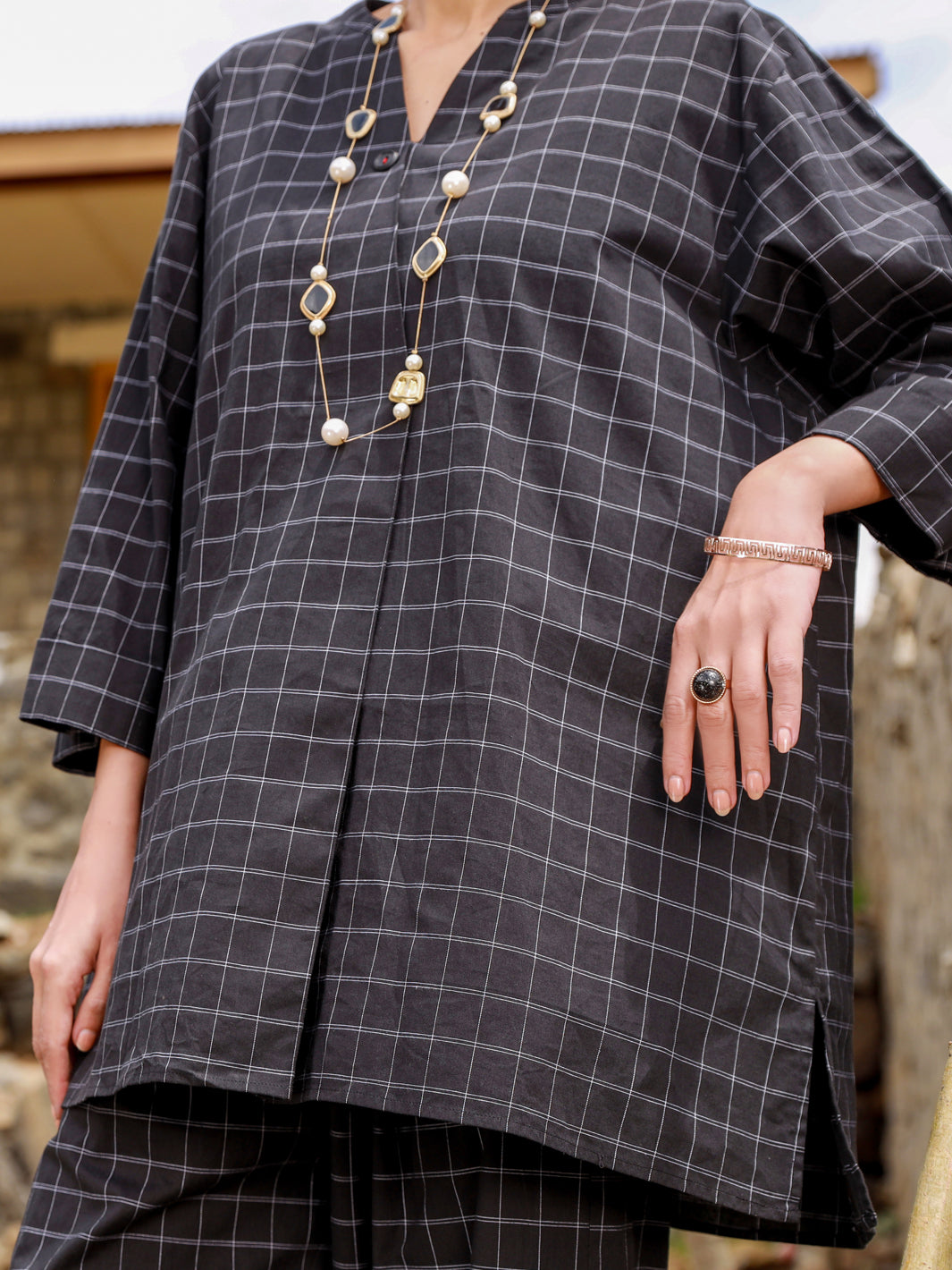 Black Cotton 2Pc Stitched - ALP-2PS-LKS-1466