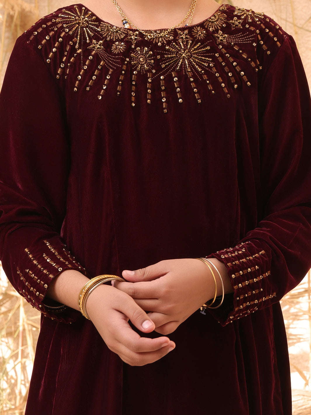 Maroon Velvet 2 Piece Stitched - ALT-2PS-LKS-1066A