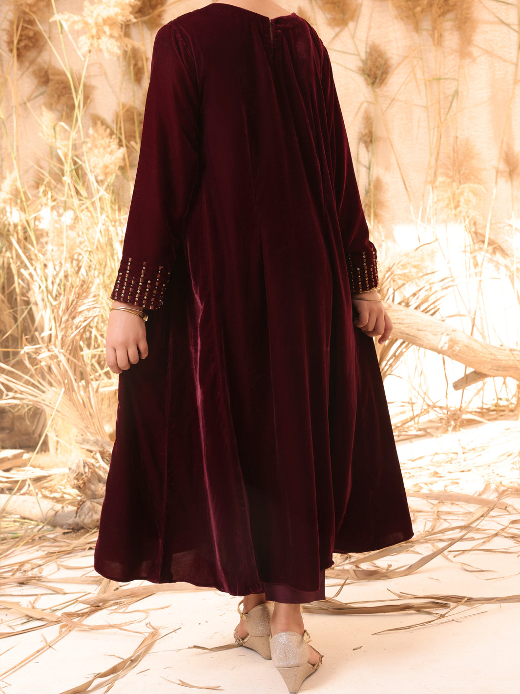 Maroon Velvet 2 Piece Stitched - ALT-2PS-LKS-1066A
