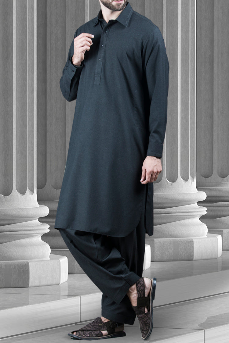 Charcoal Blended Kameez Shalwar - ALWA-KS-107