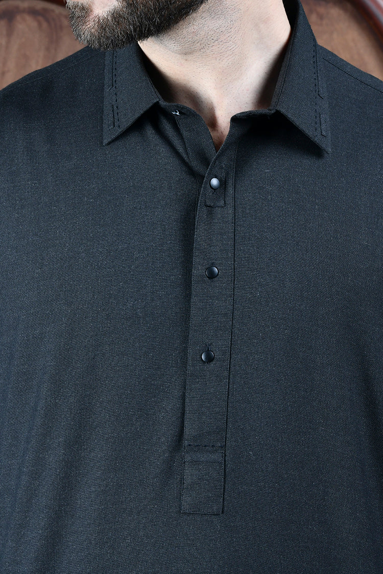 Charcoal Blended Kameez Shalwar - ALWA-KS-107