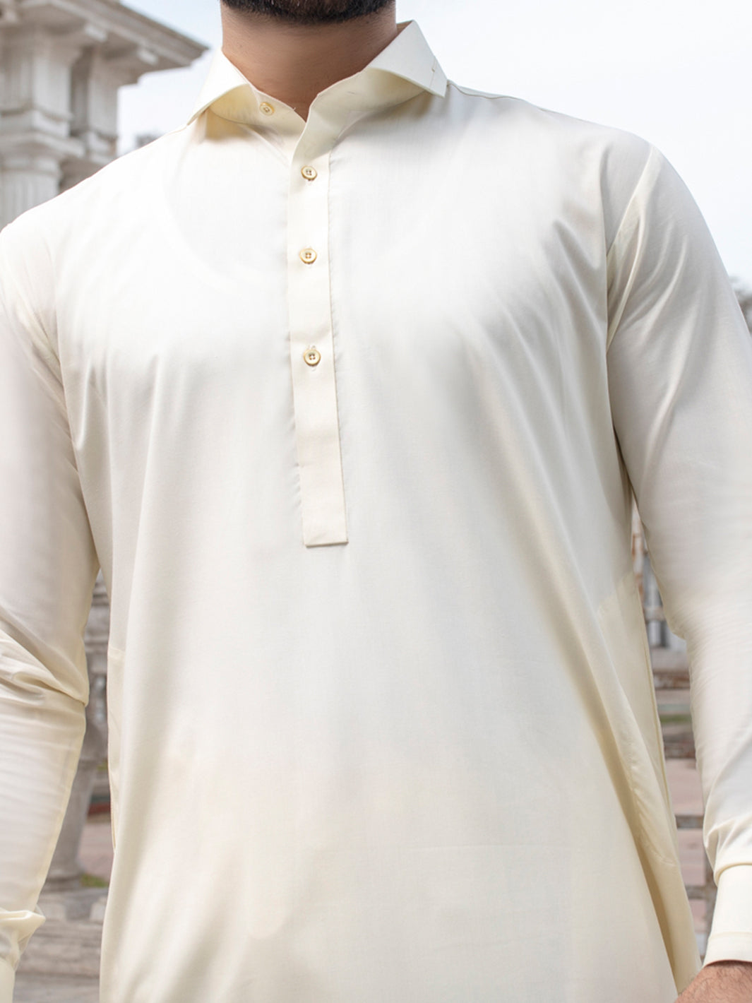 Cream Blended Kameez Shalwar - ALWA-KS-144