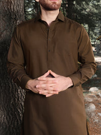 Brown Blended Kameez Shalwar - ALWA-KS-159