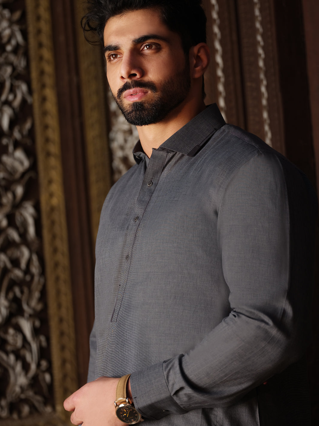 Grey Blended Kameez Shalwar - ALWA-KS-202