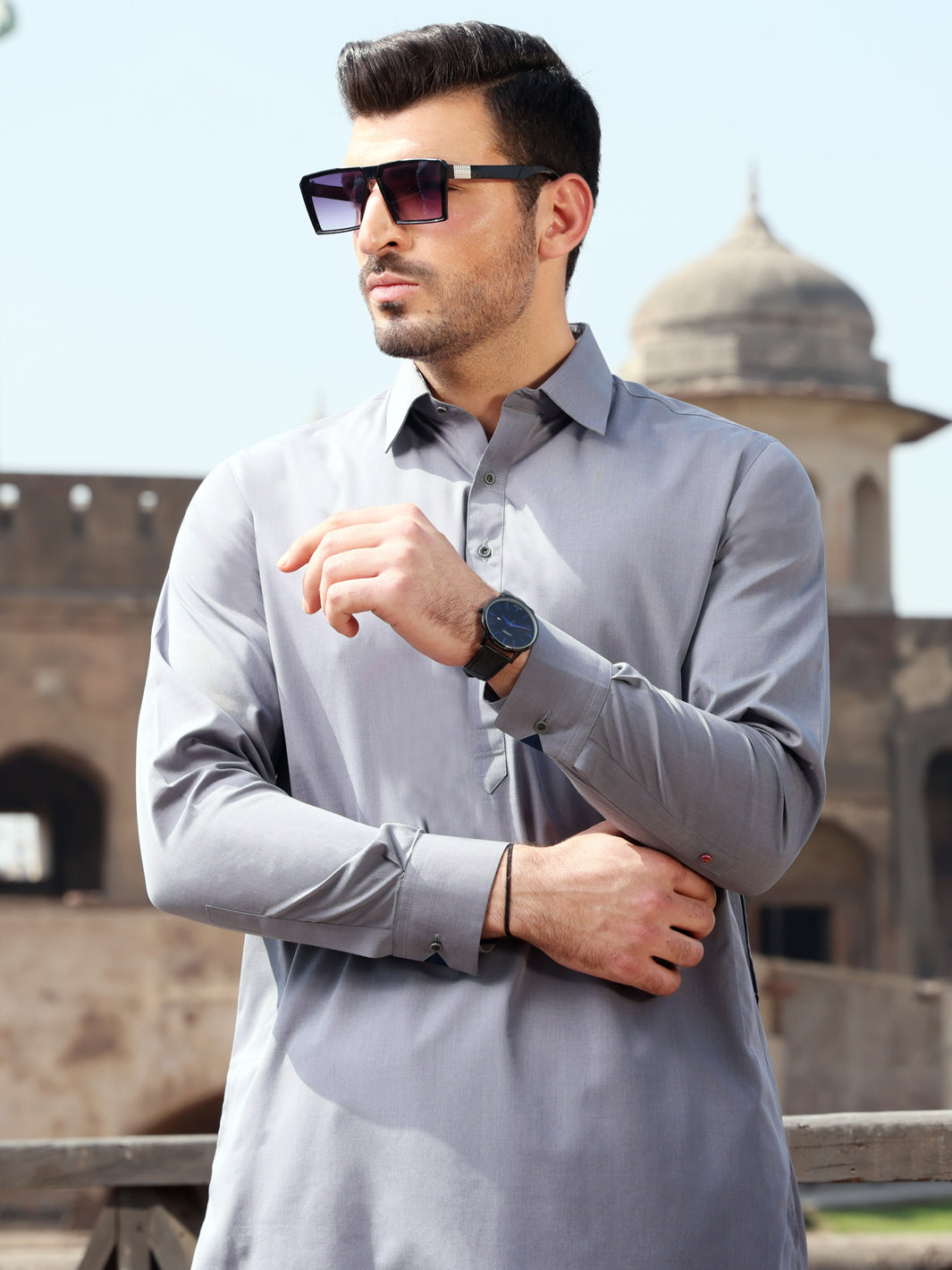 Grey Blended Kameez Shalwar - ALWA-KS-229A