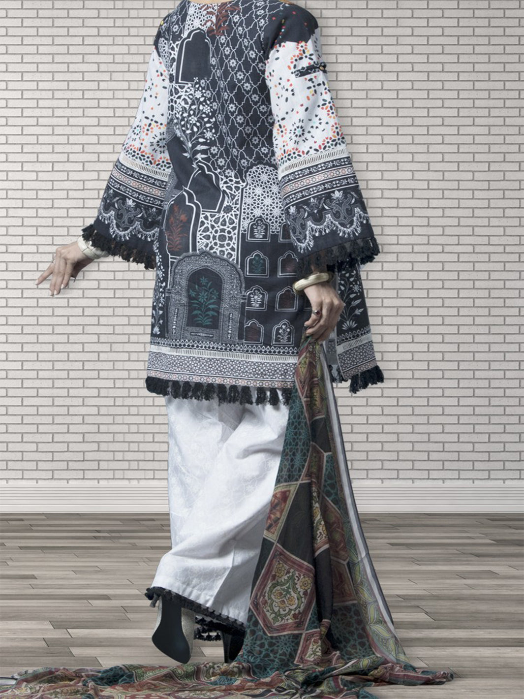 Black Khaddar 3 Piece Stitched - AWP-175