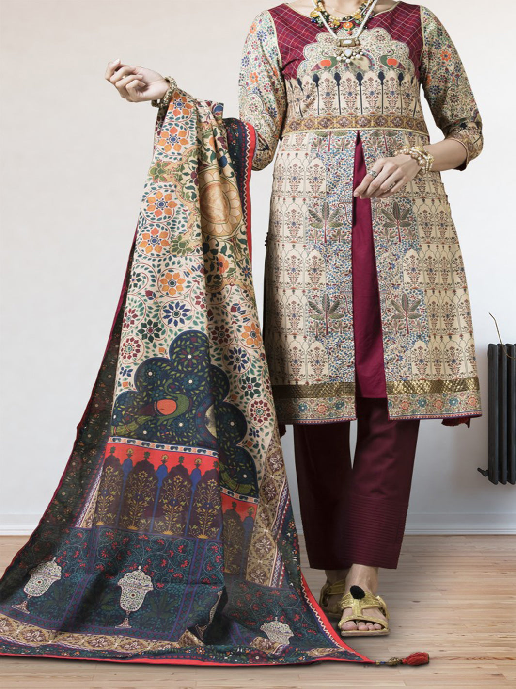 Natural Cambric 2 Piece Unstitched - AWP-203
