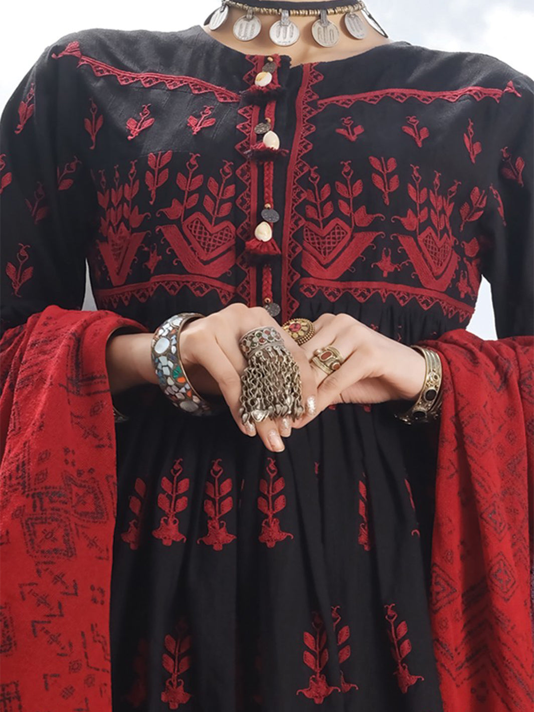 Black Khaddar 3 Piece Stitched - AWP-226