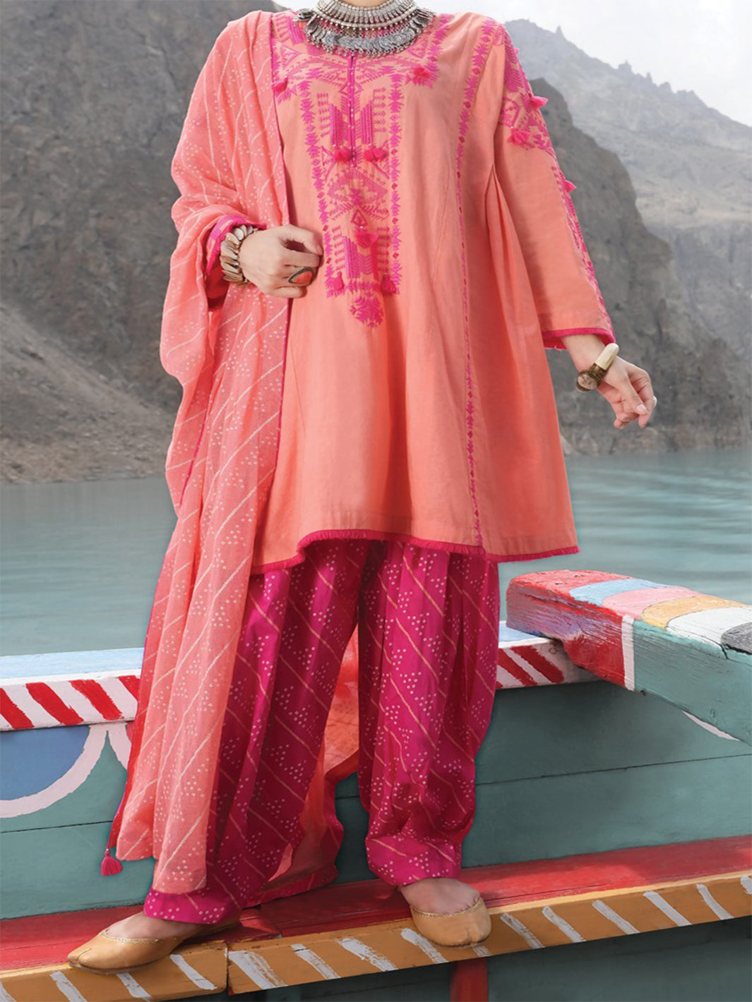 Pink Karandi 3 Piece Stitched - AWP-228
