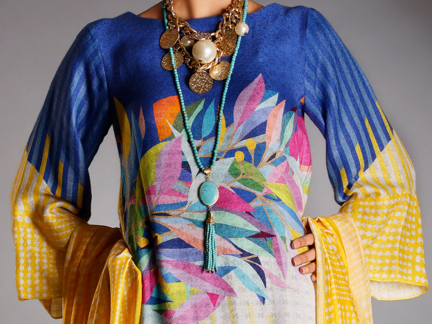 Yellow Silk Jacquard 3 Piece Stitched - AWP-3PS-261