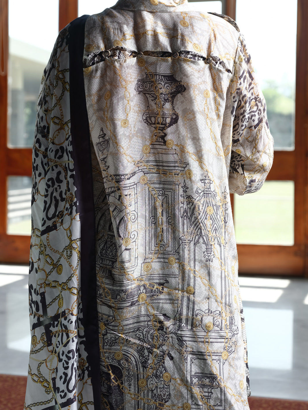 Black & Gold Viscose Silk 3Pc Stitched - AWP-3PS-265