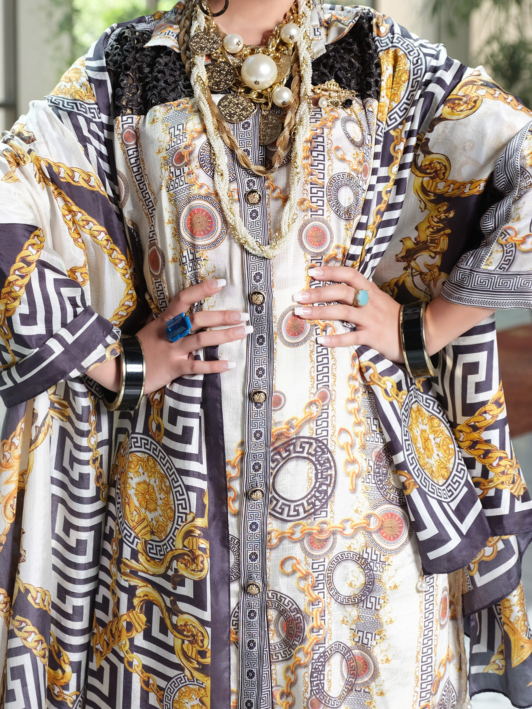 Black Viscose Silk 3Pc Stitched - AWP-3PS-266