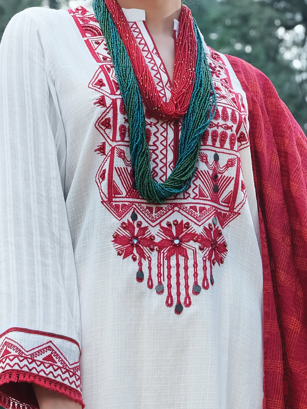 White Yarn-Dyed 3 Piece Stitched - AWP-3PS-273/S