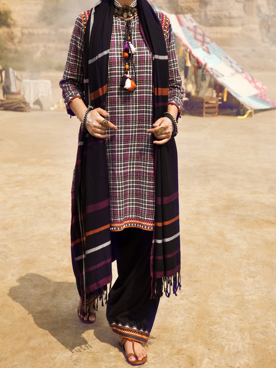 Maroon Yarn-Dyed 3Pc Stitched - AWP-3PS-309